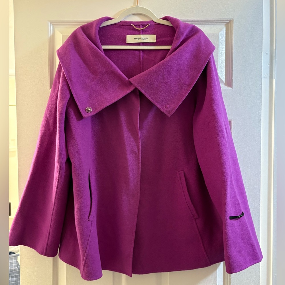Marina Rinaldi Fuschia Felt Jacket with Dramatic Collar
